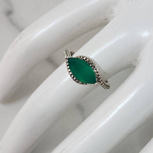 Nicky Butler Womens Ring Sz 6 Romantic Vintage Designer Green Chalcedony 925 - Picture 1 of 6